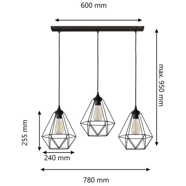 Oliver Vesper 3Light Kitchen Island Geometric Pendant & Reviews